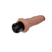 The Dr. Webber Long 9.75 Inch Vibrating Silicone Dildo features a flesh-toned, textured body, flexible shaft, and a black faceted base with a power button for easy control.