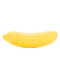 A bright yellow Banana Emojibator Vibrator by Dame Products isolated on a white background.