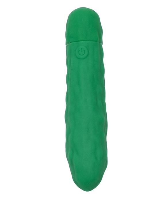 Pickle Emojibator Vibrator upright on white background 