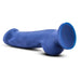 The Ergo Semi-Realistic 7.5 Inch Blue Silicone Suction Cup Dildo features a flared base, detailed texture, and is designed for G-spot or prostate pleasure, shown on a white background.
