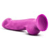 The Ergo Semi-Realistic 7.5 Inch Purple Silicone Suction Cup Dildo features a realistic shape and flared suction base, ideal for strap-on harness use, shown here against a white background.