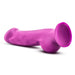 The Ergo Semi-Realistic 7.5 Inch Purple Silicone Suction Cup Dildo, featuring a realistic shape and sturdy base for strap-on harness use, is displayed on a white background.