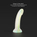 The Fantasia Smooth 7 inch Glow in the Dark Silicone Dildo with Suction Cup stands upright on a dark background, text above reads: “Glows after 5 minutes of light exposure—ideal for pegging and fun nighttime play.”.