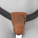 A person wearing the Fantasy X-Tensions Elite Vibrating Hollow 7 Inch Silicone Dildo & Strap-On Harness in Chocolate.