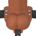 A close-up of the Fantasy X-Tensions Elite Vibrating Hollow 7 Inch Silicone Dildo & Strap-On Harness in Chocolate, designed to enhance pleasure and intimacy.