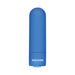 The Fingerlicious Rechargeable Silicone Fingering Vibrator is a small, blue, cylindrical, waterproof vibe with a rounded top and "EVOLVED" upside down on the lower part, designed for clitoral stimulation against a white background.