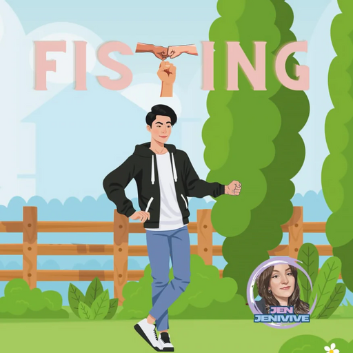 A cartoon hand dangles a ring to spell "FISTING" above a smiling man outdoors, adding cheeky humor. A circular profile of Jen Jenivive appears in the corner—perfect for the Fisting Adult Humor Book by Jen Jenivive or as a novelty gift.