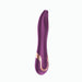 The Fling Powerful Licking Vibrator with App Control is a purple, curved, and smooth g-spot vibrator featuring rose gold accents and a handle button, shown on a plain white background.