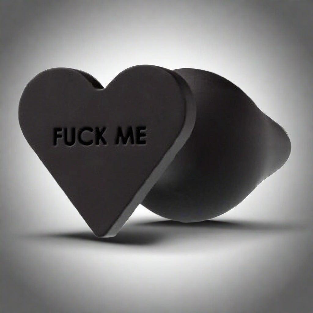 Fuck Me Black Silicone Heart Butt Plug | Betty's Toy Box  BTB Shop
