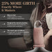A promotional image features a woman in a sweater and shorts beside the Girth Enhancing Silicone Penis Sleeve - 25% Increase, highlighting benefits like extra sensation, comfort, soft silicone feel, and enhanced shared enjoyment.