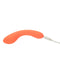 Mini Swan Glow in the Dark Double Ended Vibrator - Orange horizontally on white background with charging cord in it 