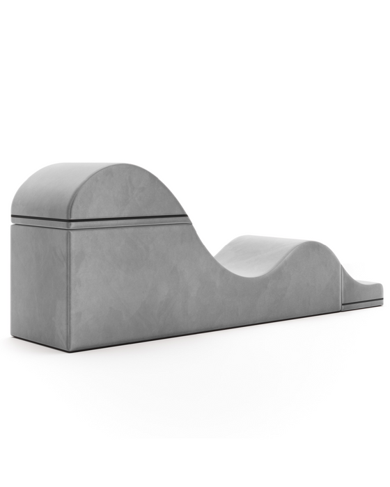 Sleek and modern Liberator Aria Chaise Sex Lounger - Grey on a white background.