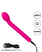 A vibrant pink waterproof CalExotics Bliss Tulip Beginner G-Spot Vibrator with a sleek design, highlighting its features: silky smooth, body safe, and powerful. Comes with a USB rechargeable cord included.