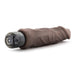 The Home Wrecker 9.5 Inch Vibrating Dildo in Chocolate features a realistic, textured surface with a black base and is shown lying on a white background.