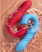 Joi App Controlled Thrusting Vibrator With Tongue  - Blue and red in water 