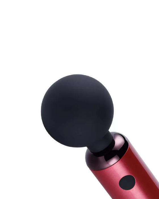 Pomi Petite Clitoral Wand Vibrator - Red side view of head of wand 