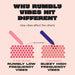 Infographic showing how low-frequency "rumbly" vs. high-frequency "buzzy" vibrations affect clitoral nerves, with labeled diagrams highlighting the Ily Flexible Warming G-Spot Vibrator’s body-safe silicone and G-spot wand compatibility.