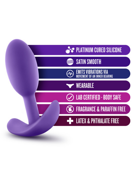 Luxe Small Wearable Silicone Vibra Slim Plug - Purple