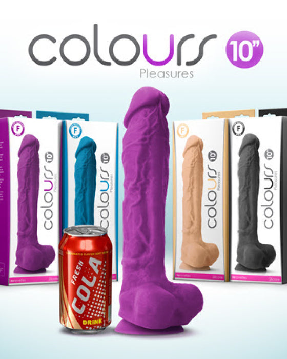 Colours Realistic 10 Inch Silicone Dildo - Purple