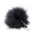 Fluffy black feather tickler with a sleek black handle and silver tip.