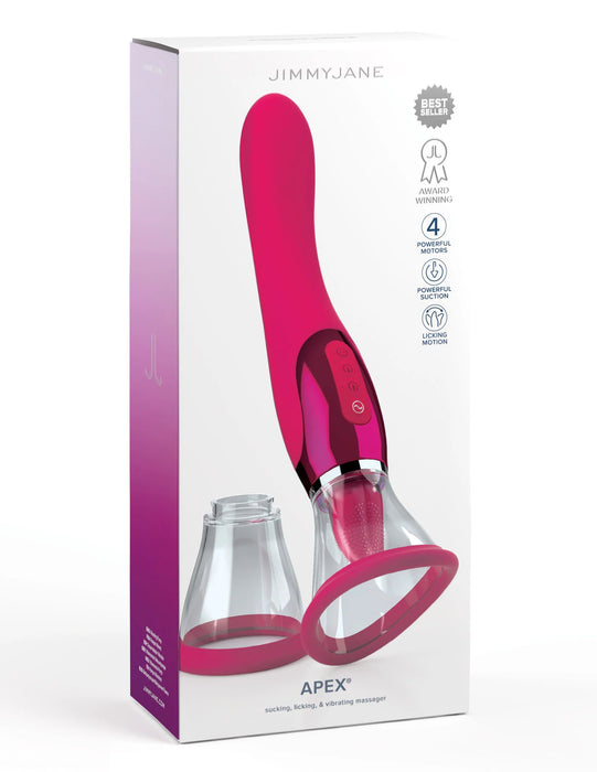 Jimmyjane Apex Double Ended Licking, Sucking G-Spot Pink Vibrator BTB Shop Jimmyjane Apex Double Ended Licking, Sucking G-Spot Pink Vibrator BTB Shop