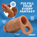 The Jock Girthy Open Ended Silicone Penis Sleeve - Medium is shown in a realistic flesh tone, with lifelike veins, ultra-realistic texture, natural sculpting, a smooth stretchy entrance, and up to 35% girth increase. Brand: Jock.
