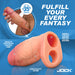The Jock Girthy Open Ended Silicone Penis Sleeve - Vanilla is shown in lifelike detail with ultra-realistic texture, veins, a smooth stretchy entrance, sculpted shape, and labels claiming up to 35% increased girth.