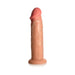 The Jock Real Skin Thick 8.5 Inch Light Tone Silicone Suction Cup Dildo features lifelike, dual-density silicone in a flesh tone with pink tip, detailed texture, and flared base—designed for an ultra-real feel and upright use.