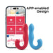 The Joi Thrust 2 App Controlled Thrusting Vibrator With Tongue - Red is shown in front of a smartphone with its app interface, highlighting its APP-enabled design for personalized pleasure.