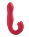 Joi App Controlled Thrusting Vibrator With Tongue  - Red upright on white background 