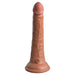 The King Cock Elite Realistic 7 Inch Dual Density Medium Tone Silicone Dildo, designed with lifelike veins and a sturdy suction cup base, stands upright against a white background.