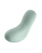 A modern, ergonomic design representation of a Fun Factory Laya 3 Lay On Humping Vibrator - Sage Green with a unique, ridged texture, rendered in a monochrome palette.