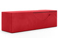 The Liberator Aria Flip Chaise Sex Lounger is a modern, rectangular red bench with smooth fabric and an abstract curved seam, designed as a discreet bedroom bench, shown here against a plain white background.