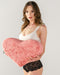 Dark Haired Model in white and black lingerie holdin Liberator Faux Fur Heart Wedge Sex Positioning Cushion - Pink