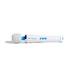 The Magic Wand Waterproof Rechargeable Cordless Vibrator, in white with a rounded head and blue buttons, lies horizontally on a plain white background.