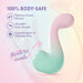 The Melody Double Ended Licking Tongue & G-Spot Vibrator features a pastel curved design and is 100% body-safe, made from platinum-cured UltraSilk silicone. It's hypoallergenic, phthalate-free, flexible, and durable.