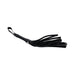 The Midnight Moods 10 Piece Beginner Bondage Kit features a black leather flogger with a textured handle, wrist strap, and multiple flat tails, shown on a white background—an ideal addition to any bondage set.