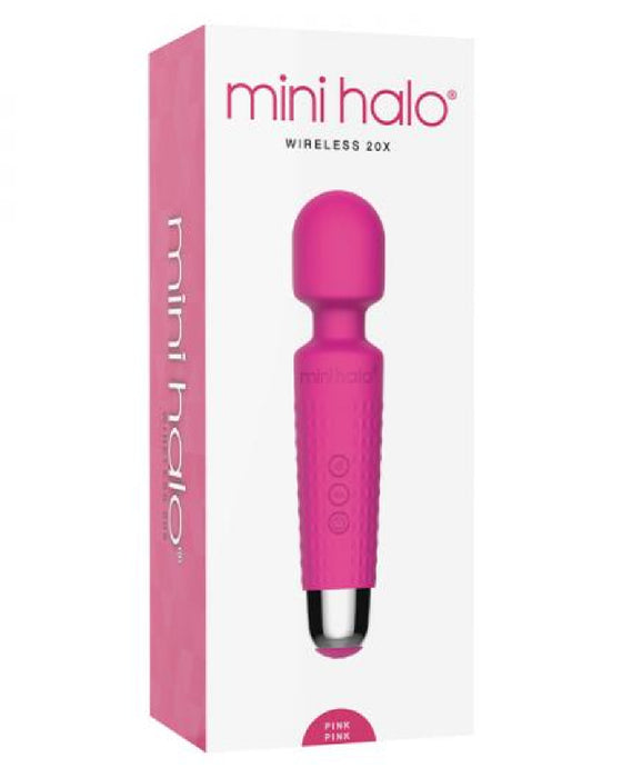 Mini Halo Extra Powerful Wand Vibrator - Pink and white box 