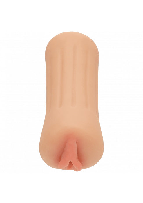 The Molly Blowtide Pinup Fantasy Pocket Pussy is a flesh-toned, cylindrical silicone sleeve with a lifelike orifice and a textured interior that closely resembles human anatomy.