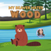 A cartoon beaver by a river with trees and hills is featured on "My Beaver Hates Wood" Adult Humor Book by Jen Jenivive. This cheeky design makes a perfect novelty gift, complete with a small circular image of the author.