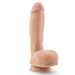 The My Best Friends Dad Lifelike 8 Inch Light Tone Dildo with Suction Cup, crafted in realistic silicone and compatible with strap-on harnesses, stands upright against a white background for versatile pleasure.