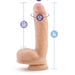 The My Best Friends Dad Lifelike 8 Inch Light Tone Dildo features a realistic curved shape, strong suction cup base, strap-on harness compatibility, 8" total length, 5.5" insertable length, and 4.7" girth for versatile play.