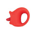 The My Secret Vibrating Tongue with Finger Loop - Red is a red silicone ring-shaped vibrator with a small tip, designed for discreet pleasure, and is photographed on a white background.
