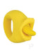 The My Secret Vibrating Tongue with Finger Loop in yellow is a smooth, flexible silicone clitoral vibrator featuring a minimalist, modern design with a ring-shaped loop and a protruding tongue-like tip.