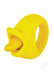 The My Secret Vibrating Tongue with Finger Loop - Yellow is a silicone clitoral vibrator featuring an open circular design and a tongue-shaped extension, shown here against a white background.