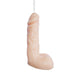 Introducing the Natural Realskin Squirting Dildo 7.5 Inch - Vanilla by Nasstoys, a detailed and textured candle shaped like an erect penis, crafted from flexible TPR material in a pale fleshtone color. This unique product features an extendable wick emerging from the top for a truly eye-catching display.