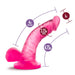 The Naturally Yours Small Realistic 4 Inch Pink Mini Dildo features a curved 4.75" shaft, 4" insertable length, 1" wide tip, 3.25" girth, and a suction cup base—ideal as a beginner sex toy.