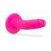 The Neo Elite Slim Fit 6 Inch Dual Density Pink Silicone Dildo features a realistic shape, dual density design, and a flared base for adult use. Shown here in bright pink against a plain white background.