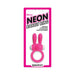 The Neon Rabbit Beginner-Friendly Stretchy Vibrating Cock Ring for Couples is a pink, waterproof silicone rabbit-shaped ring with whisper-quiet vibrations and one-touch controls—perfect for couples.