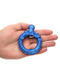 A person holding a blue, waterproof octopus-shaped toy known as XR Brands Poseidon's Octo-Ring Fantasy Cock Ring in their hand against a white background.